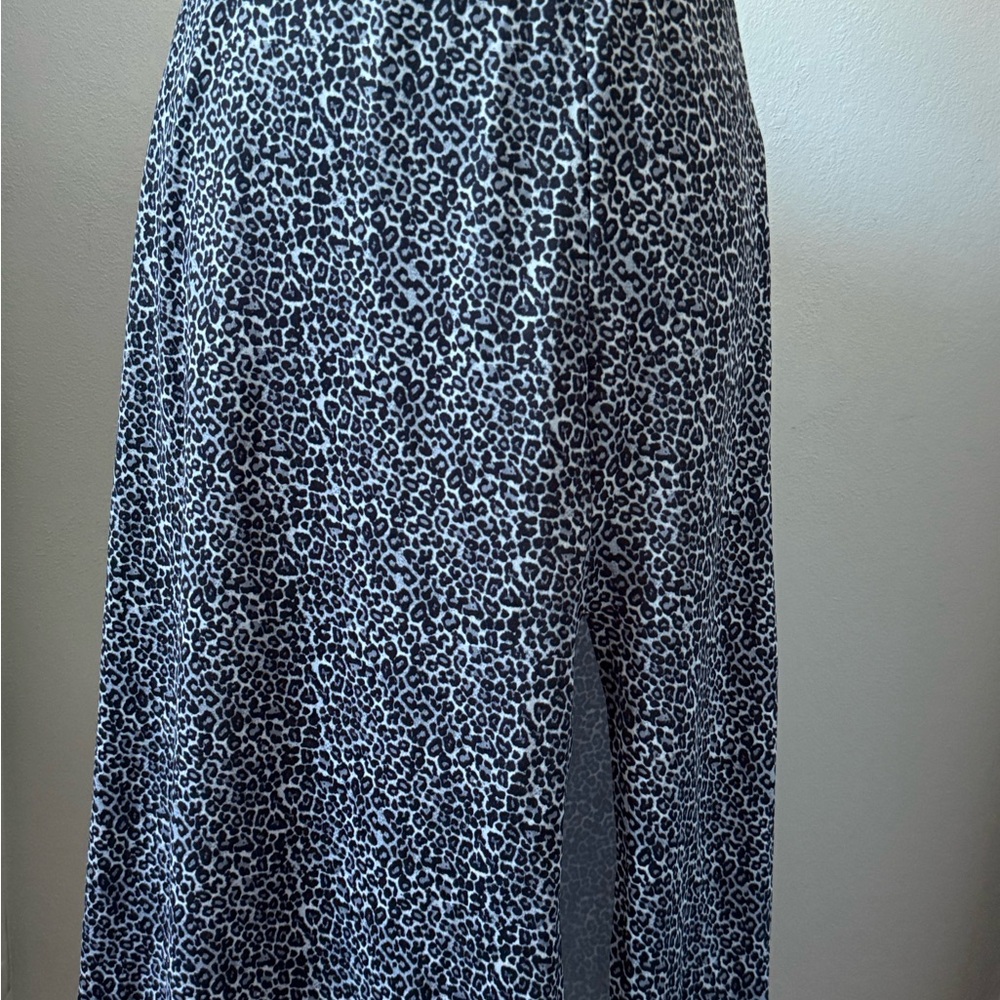 Leopard Print Black and White Maxi Skirt
